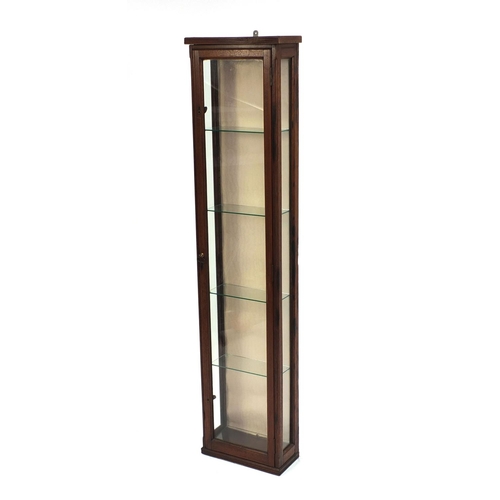 2033 - Victorian mahogany showcase cabinet with adjustable glass shelves, 150cm high x 33cm wide x 15cm dee... 