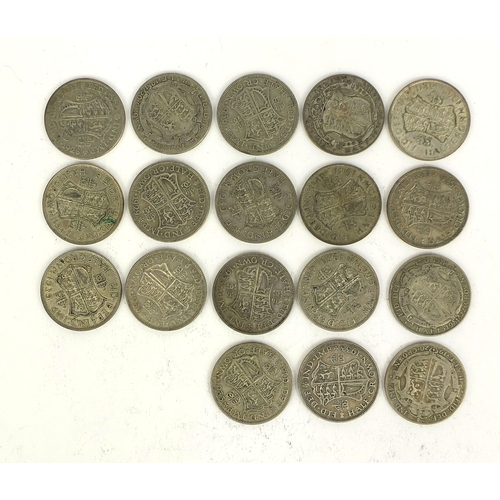 2428 - Group of British pre decimal half crowns, approximate weight 251.0g