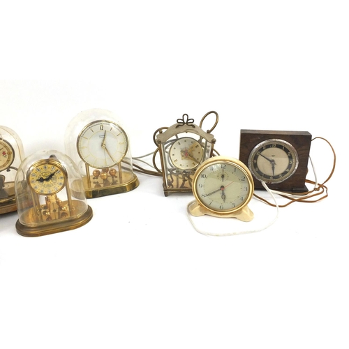 208 - Selection of clocks and clock parts, some under domes