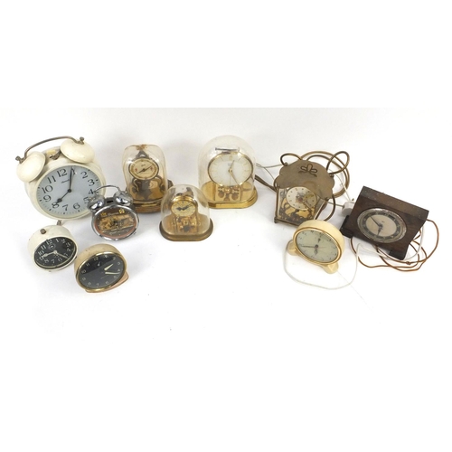 208 - Selection of clocks and clock parts, some under domes