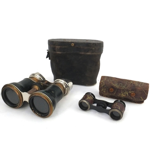 177 - Two pairs of opera glasses and a vintage Kodak junior folding camera