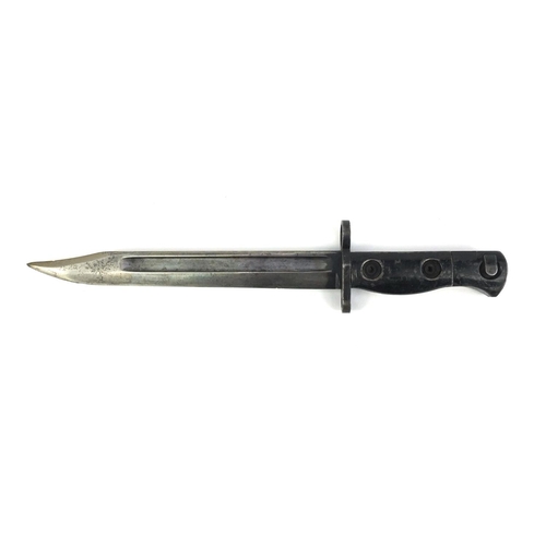 640 - Military interest bayonet, indistinct numbers to the handle, 30cm long