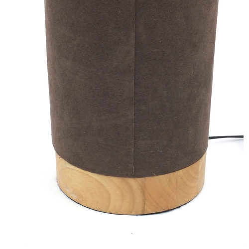 85 - Modern suede floor standing lamp, 120cm high