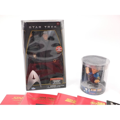 187 - Star Trek memorabilia including original movie scripts, boxed playmates original Mr Spock, boxed bob... 