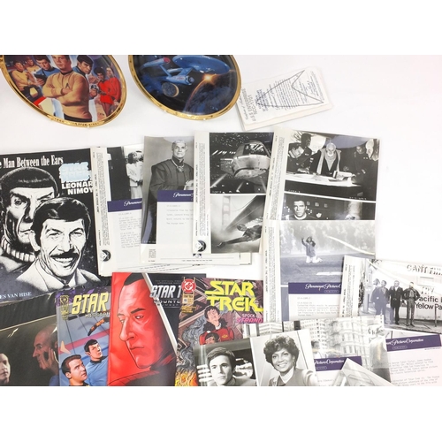 187 - Star Trek memorabilia including original movie scripts, boxed playmates original Mr Spock, boxed bob... 