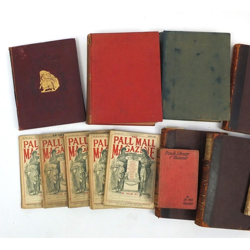 245 - Box of assorted books including leather bound Punch volumes, The Pall Mall magazines etc