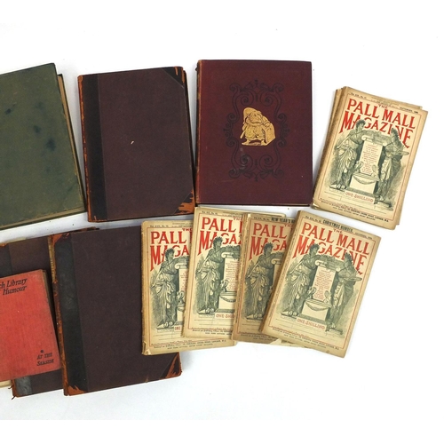 245 - Box of assorted books including leather bound Punch volumes, The Pall Mall magazines etc