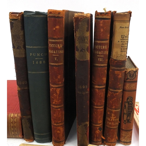 245 - Box of assorted books including leather bound Punch volumes, The Pall Mall magazines etc