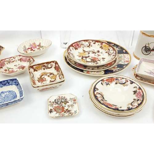 219 - Collections of Masons ironstone tablewares including jugs, pin dishes, plates etc