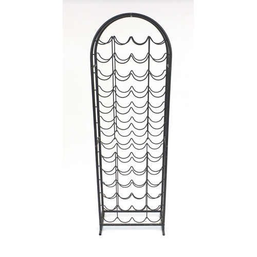 89 - Fifty two bottle metal wine rack, 143cm high