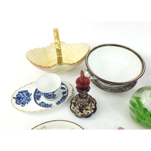 191 - Assorted china and glassware including Coalport basket, Victorian dump paperweight, overlaid glass s... 