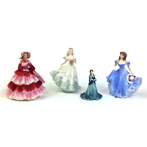 2088 - Group of four Coalport figurines comprising, Wedding day, Pamela, Daphne and Daffodil Ball, each wit... 