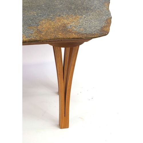 2035 - Charles Thomson bespoke coffee table the reclaimed polished stone top on stylish legs 45cm high x 10... 