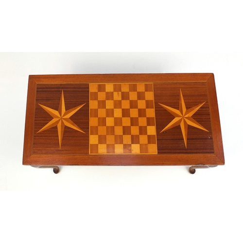 80A - Inlaid chess table, reputabley made by James White The Great Train Robber whilst in prison, 40cm hig... 