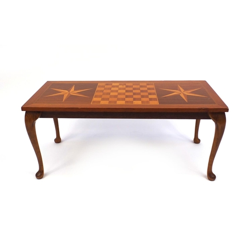 80A - Inlaid chess table, reputabley made by James White The Great Train Robber whilst in prison, 40cm hig... 