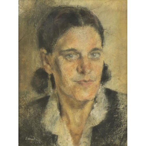 229 - Pastel on board, portrait of a lady, bearing a signature B Dunstan, ornately framed, 39cm x 28cm exc... 