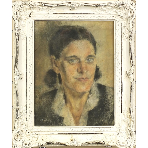 229 - Pastel on board, portrait of a lady, bearing a signature B Dunstan, ornately framed, 39cm x 28cm exc... 