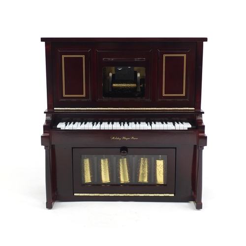 400 - Boxed gold label collection holiday player piano musical box, 25cm x 23cm wide x 12cm deep