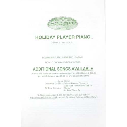 400 - Boxed gold label collection holiday player piano musical box, 25cm x 23cm wide x 12cm deep