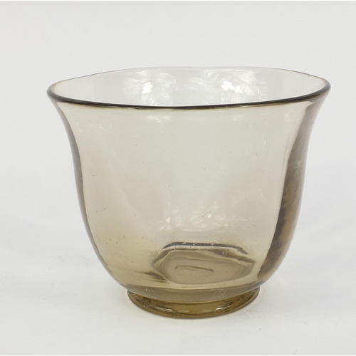 419 - Powell Whitefriars smokey glass vase, 15cm high