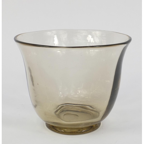 419 - Powell Whitefriars smokey glass vase, 15cm high