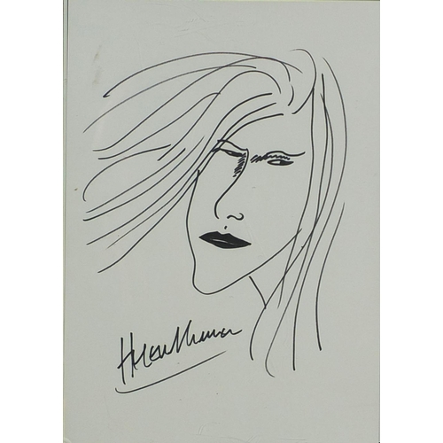 270 - Dame Helen Mirren signed ink self portrait, (PROVENANCE: Obtained by the vendor direct from her US a... 