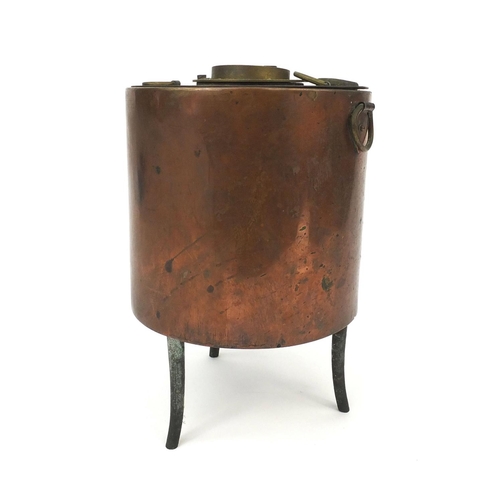 161 - Victorian copper and brass burner? with J.Orme & Co 65 Barbican London label, 24cm high