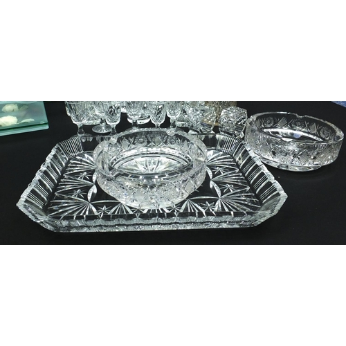 401 - Large selection of assorted glassware including cut glass and crystal glasses, boxed avocado dishes,... 