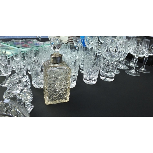 401 - Large selection of assorted glassware including cut glass and crystal glasses, boxed avocado dishes,... 