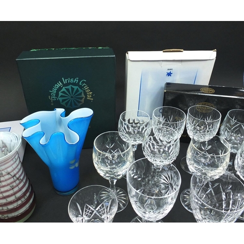 401 - Large selection of assorted glassware including cut glass and crystal glasses, boxed avocado dishes,... 