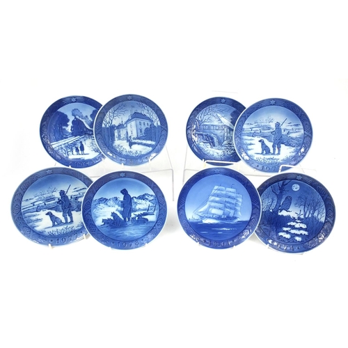 266 - Collection of mostly 1970's Royal Copenhagen blue and white plates, 18.5cm in diameter