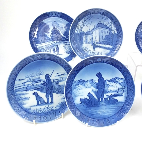 266 - Collection of mostly 1970's Royal Copenhagen blue and white plates, 18.5cm in diameter