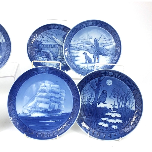 266 - Collection of mostly 1970's Royal Copenhagen blue and white plates, 18.5cm in diameter