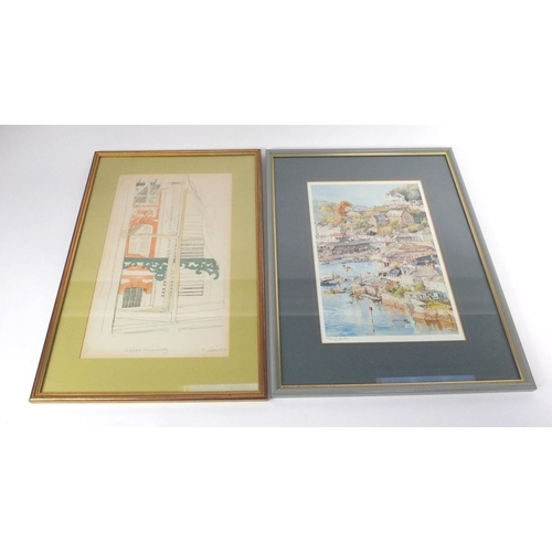 174 - R. Jeanneret pencil signed limited edition print, titled Tronville Normandy No7/24, and a signed  Go... 