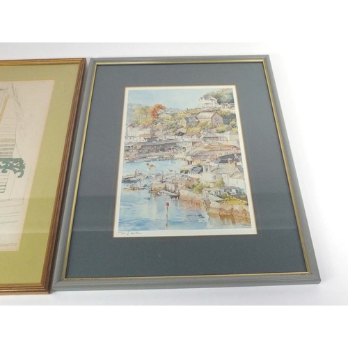 174 - R. Jeanneret pencil signed limited edition print, titled Tronville Normandy No7/24, and a signed  Go... 