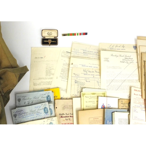 653 - Box of Military interest ephemera including cheques, regulations for army ordnance services, an enam... 