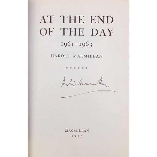 235 - Twelve Political interest hardback books, including a set of five Harold Macmillan signed examples a... 