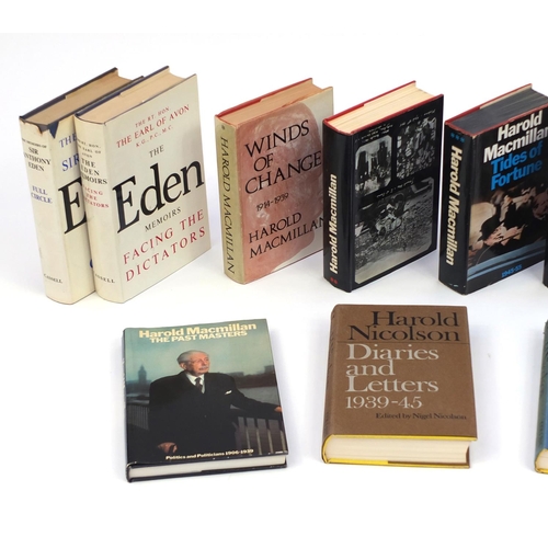 235 - Twelve Political interest hardback books, including a set of five Harold Macmillan signed examples a... 