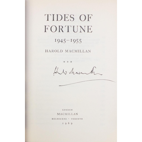 235 - Twelve Political interest hardback books, including a set of five Harold Macmillan signed examples a... 