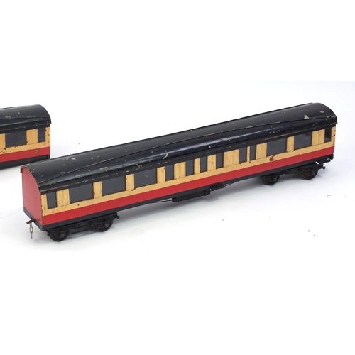421 - Three large scratch built coaches, each 77cm in length