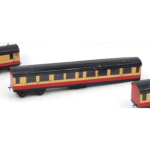 421 - Three large scratch built coaches, each 77cm in length