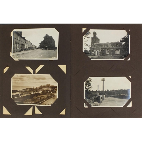 205 - Postcard album including Military, shipping and topographical examples, ones titled Infantry firing ... 