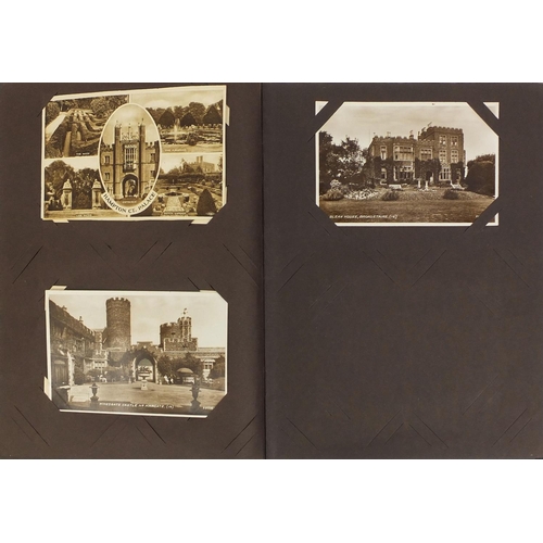 205 - Postcard album including Military, shipping and topographical examples, ones titled Infantry firing ... 