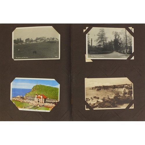 205 - Postcard album including Military, shipping and topographical examples, ones titled Infantry firing ... 