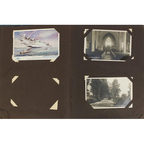 205 - Postcard album including Military, shipping and topographical examples, ones titled Infantry firing ... 