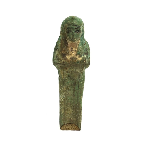 611 - Egyptian green faience glazed Ushabti, 14.5cm in length