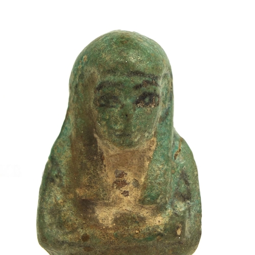 611 - Egyptian green faience glazed Ushabti, 14.5cm in length