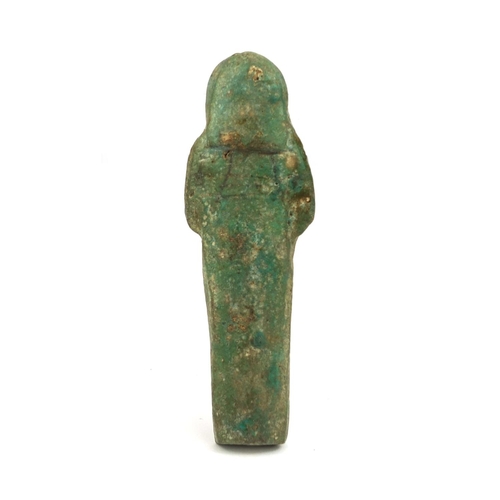 611 - Egyptian green faience glazed Ushabti, 14.5cm in length