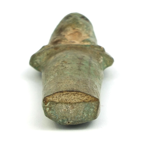 611 - Egyptian green faience glazed Ushabti, 14.5cm in length