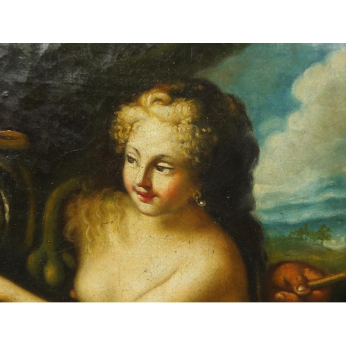 1122 - 19th century oil onto canvas, Samson and Delilah, framed, 47cm x 39cm excluding the frame